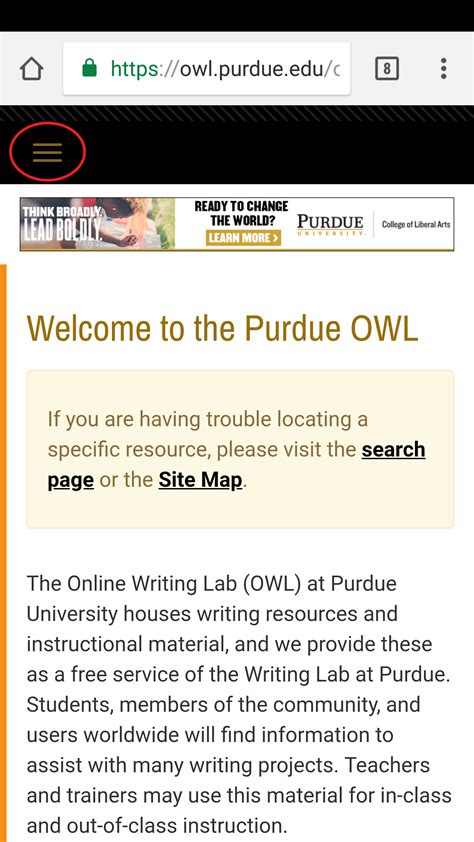 purdue owl website.
